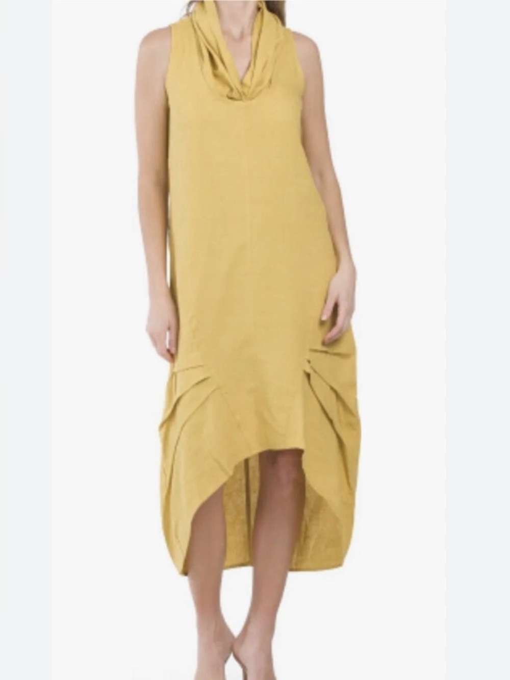 Sleeveless Linen Blend Cowl Neck Oversized High Low Dress Size XS Resort Cruise